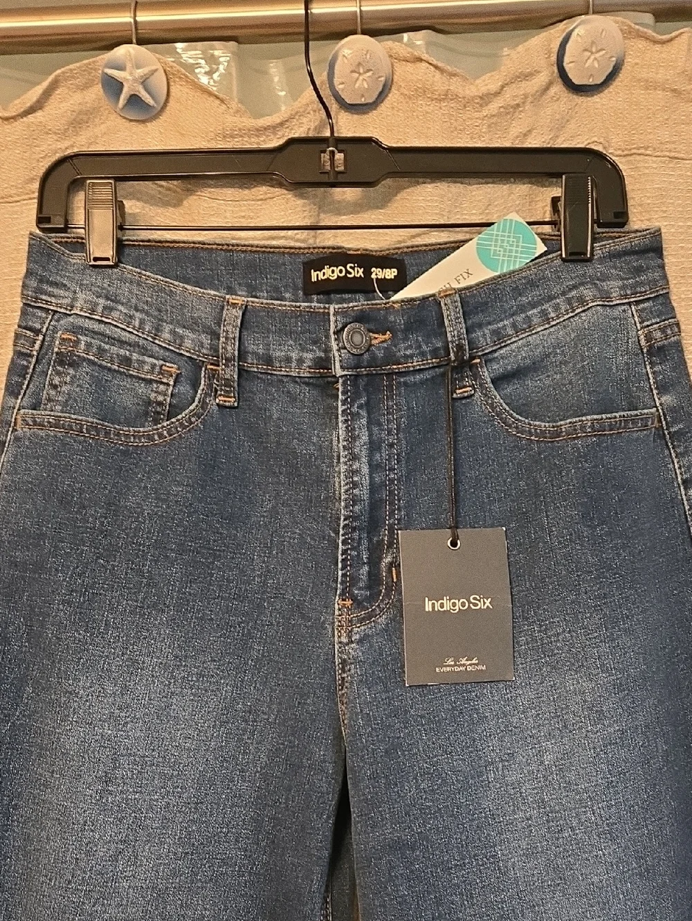 INDIGO SIX Dark Denim Cuffed Jeans wide legs NWT 29/8P - Picture 2 of 7
